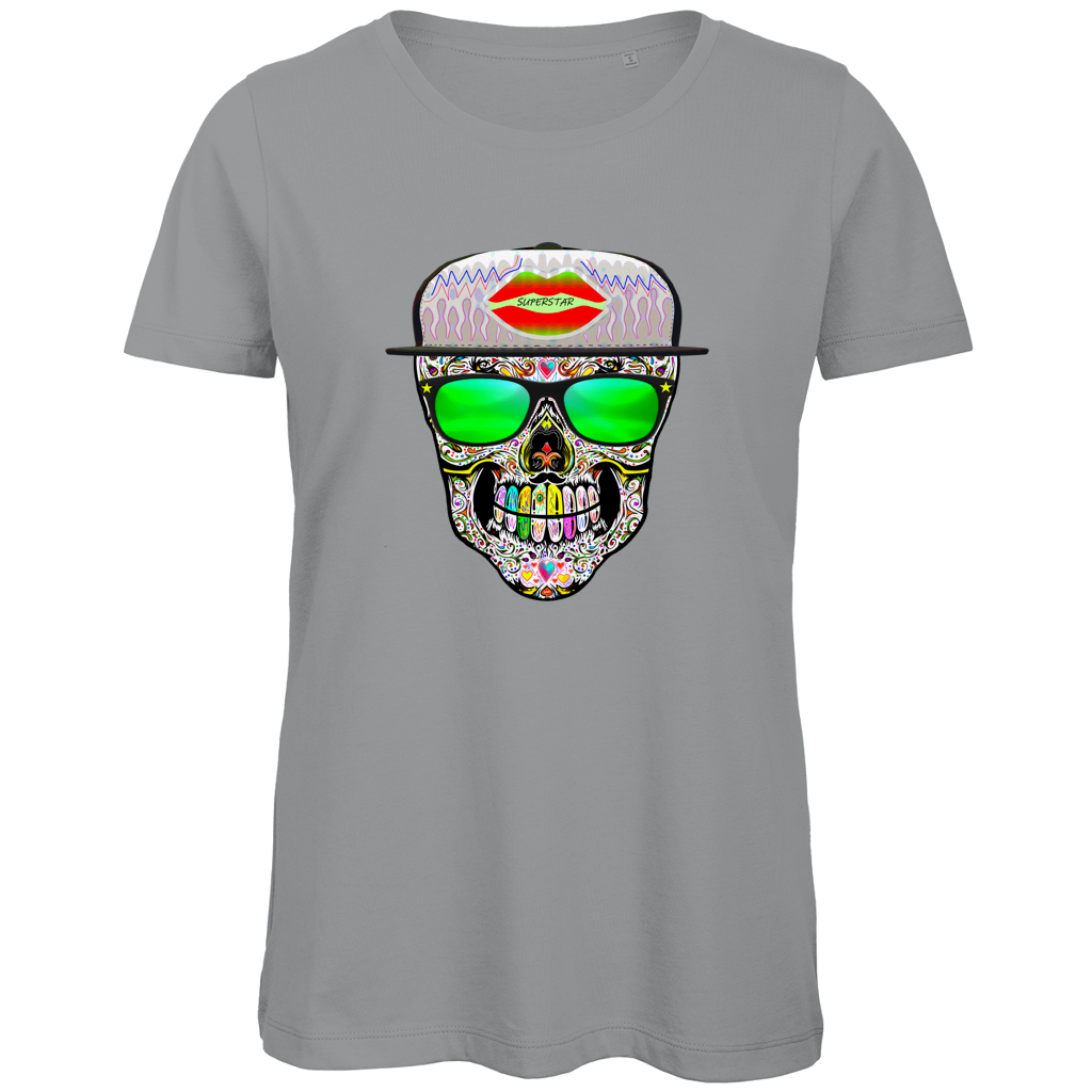 Damen Premium Bio T-Shirt Totenkopf Superstar