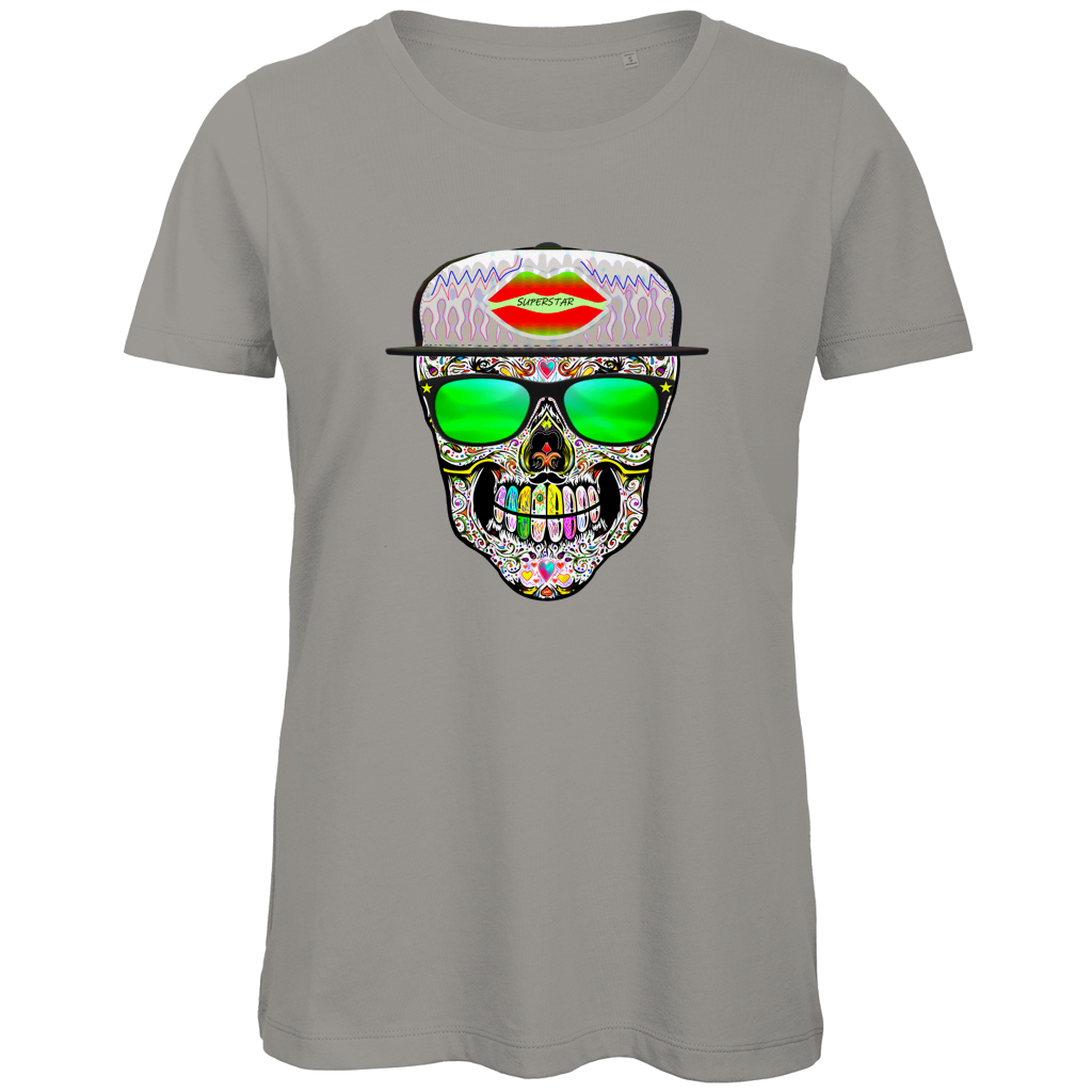 Damen Premium Bio T-Shirt Totenkopf Superstar