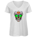 Damen Premium Bio V-Neck T-Shirt Totenkopf Superstar