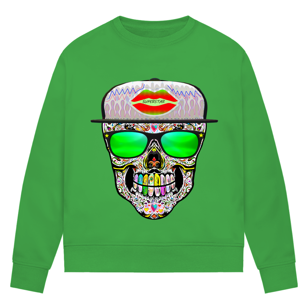 Damen Premium Bio Sweatshirt Totenkopf Superstar