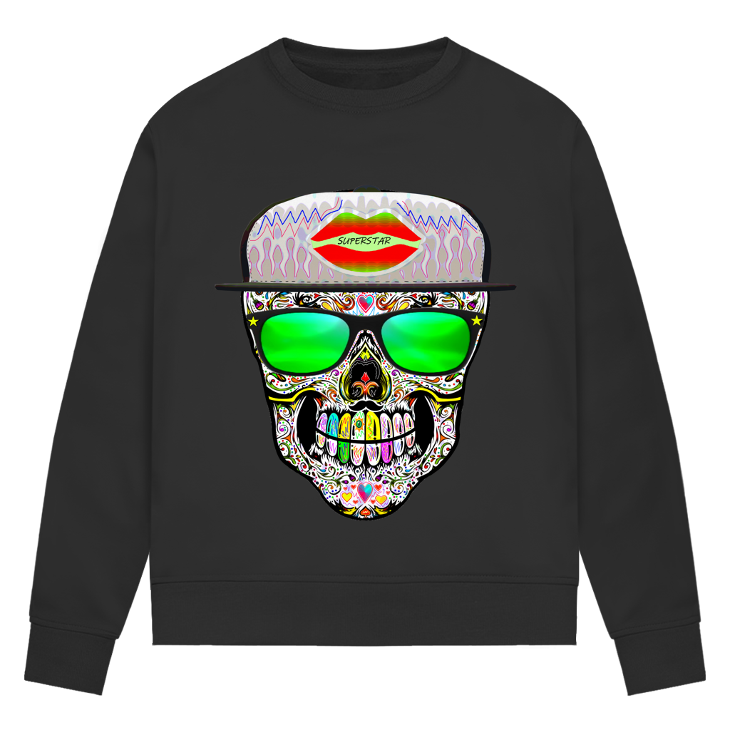 Damen Premium Bio Sweatshirt Totenkopf Superstar