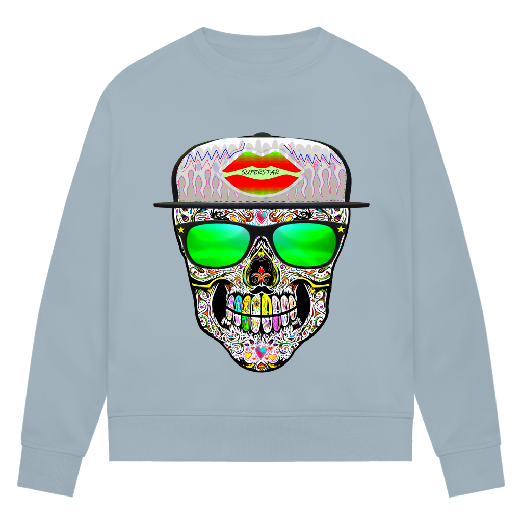 Damen Premium Bio Sweatshirt Totenkopf Superstar
