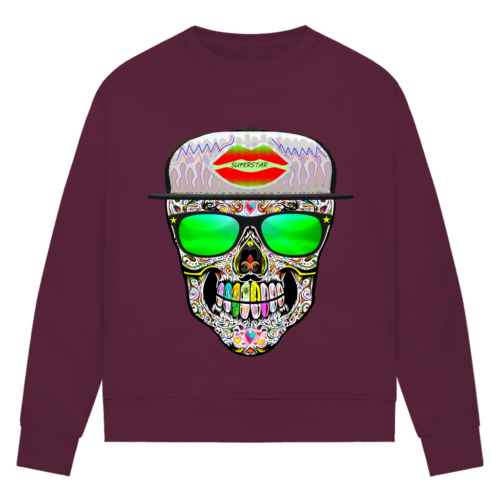 Damen Premium Bio Sweatshirt Totenkopf Superstar