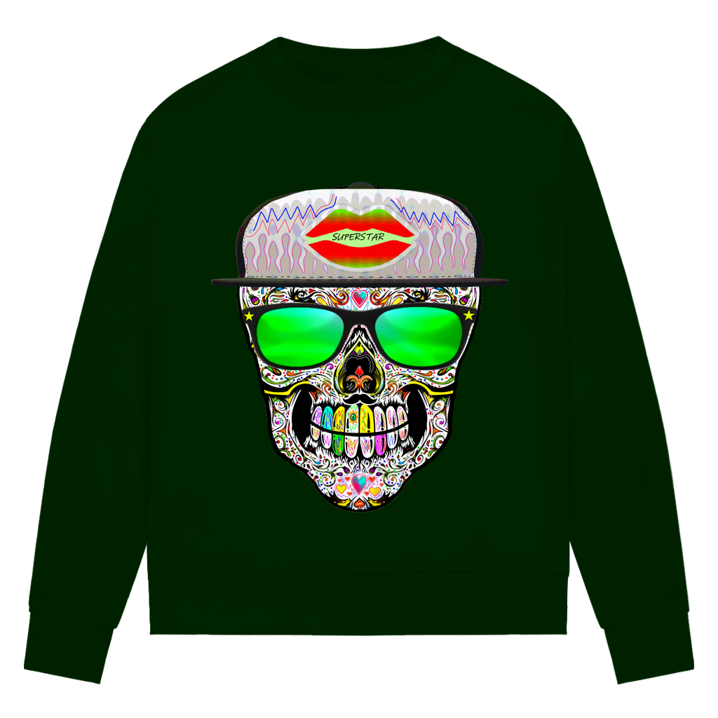 Damen Premium Bio Sweatshirt Totenkopf Superstar