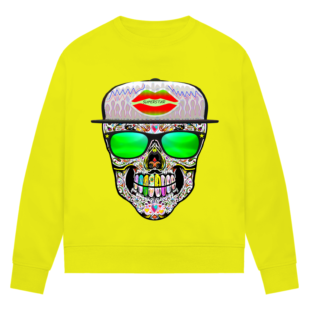 Damen Premium Bio Sweatshirt Totenkopf Superstar