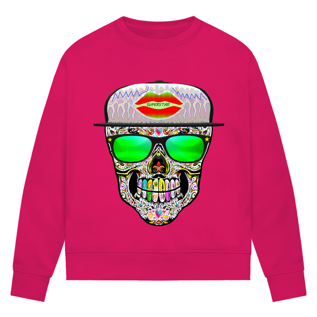Damen Premium Bio Sweatshirt Totenkopf Superstar