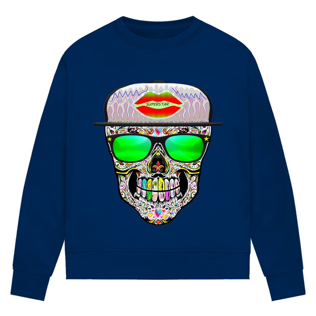 Damen Premium Bio Sweatshirt Totenkopf Superstar