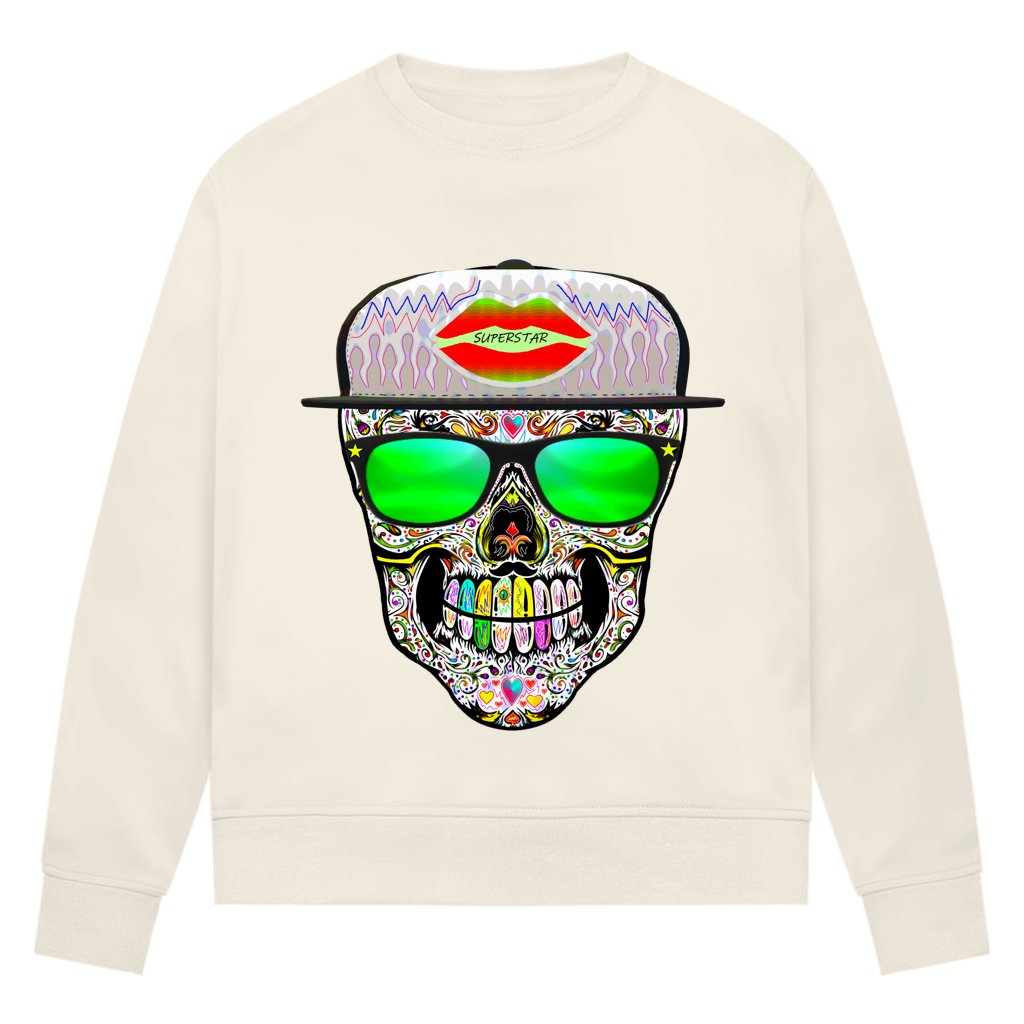 Damen Premium Bio Sweatshirt Totenkopf Superstar
