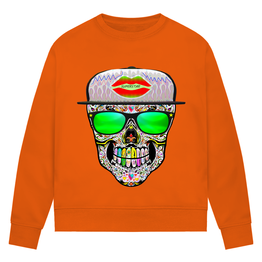 Damen Premium Bio Sweatshirt Totenkopf Superstar