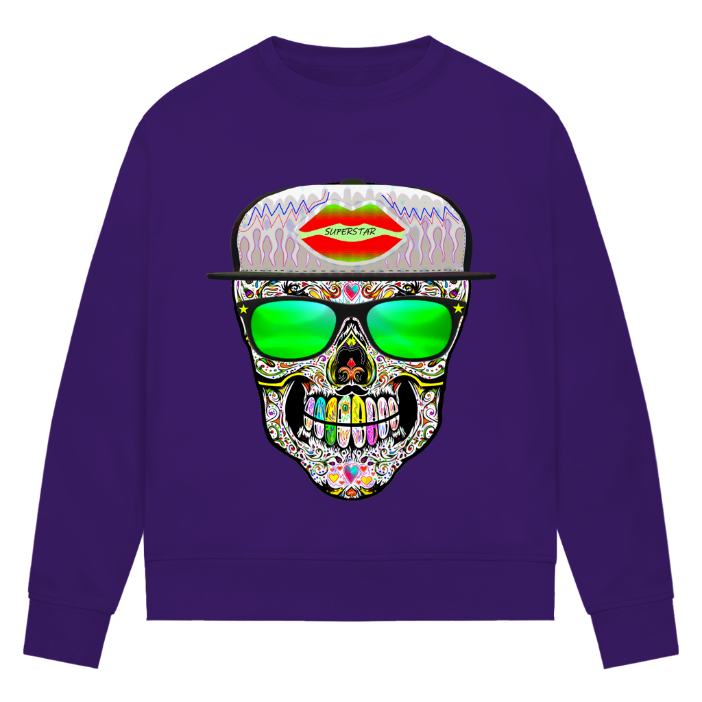 Damen Premium Bio Sweatshirt Totenkopf Superstar
