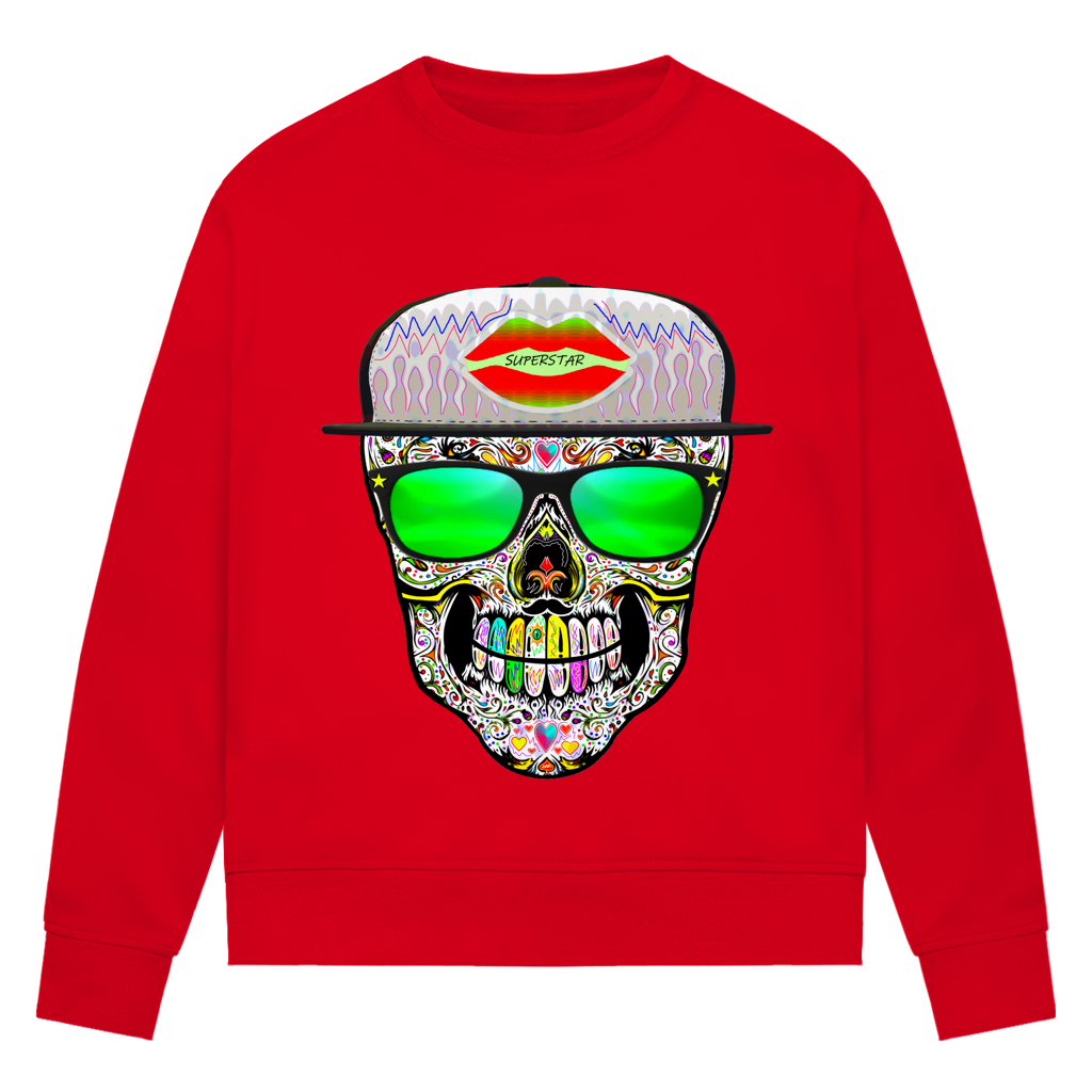 Damen Premium Bio Sweatshirt Totenkopf Superstar