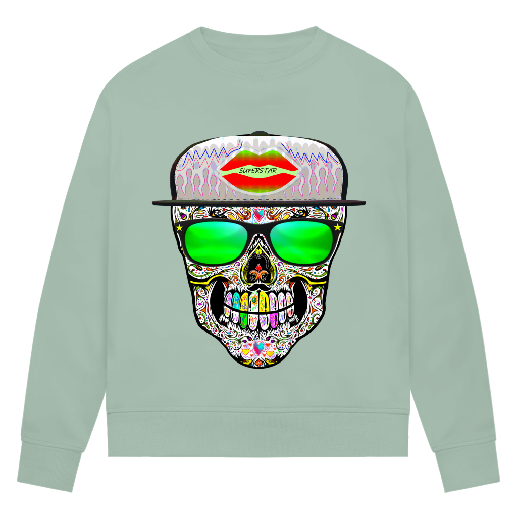 Damen Premium Bio Sweatshirt Totenkopf Superstar