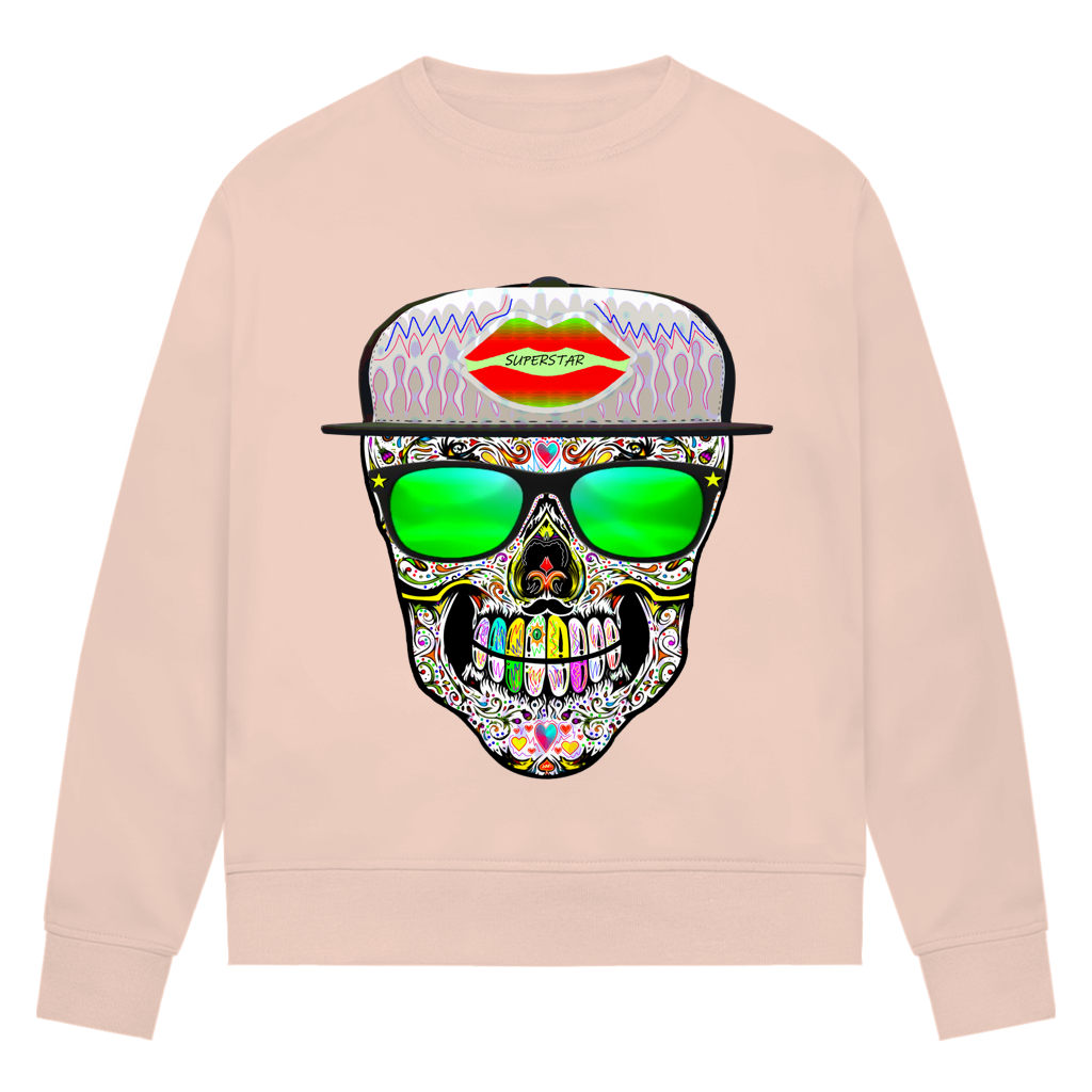 Damen Premium Bio Sweatshirt Totenkopf Superstar