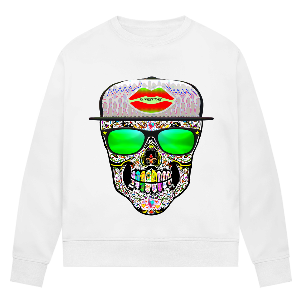 Damen Premium Bio Sweatshirt Totenkopf Superstar