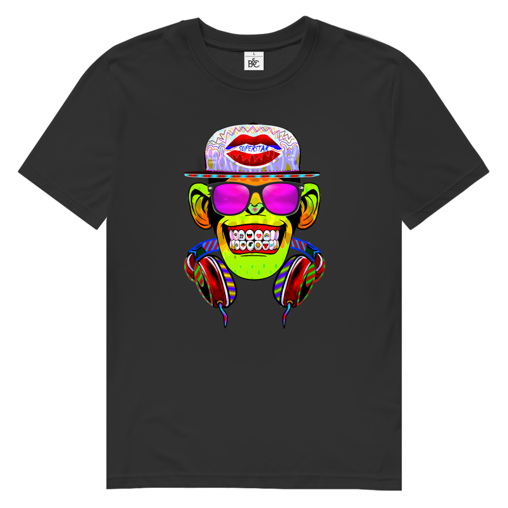 Herren Premium Bio T-Shirt Monkey Superstar with Sunglasses