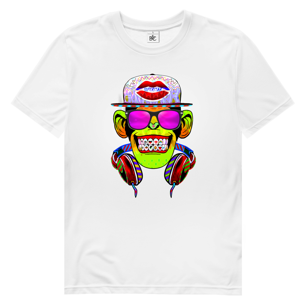 Herren Premium Bio T-Shirt Monkey Superstar with Sunglasses