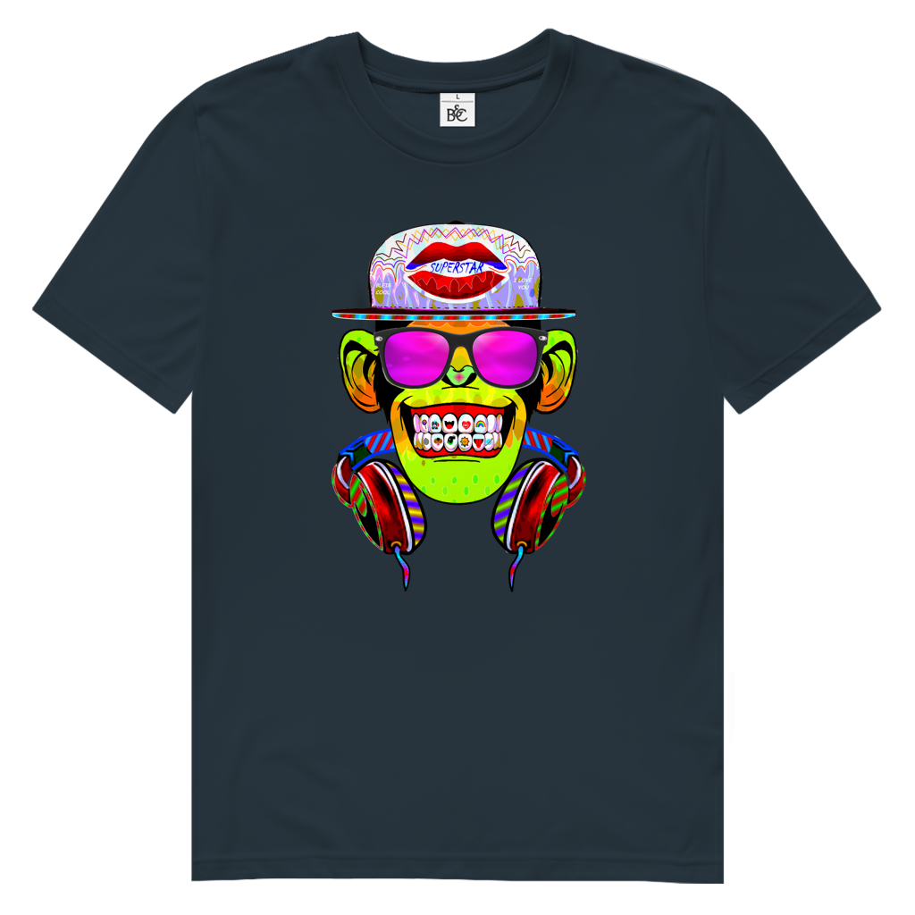 Herren Premium Bio T-Shirt Monkey Superstar with Sunglasses
