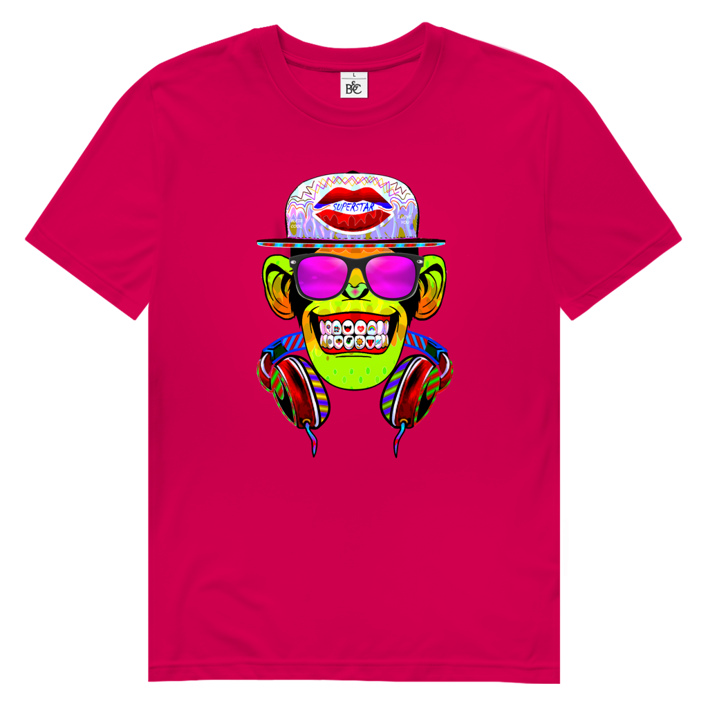Herren Premium Bio T-Shirt Monkey Superstar with Sunglasses