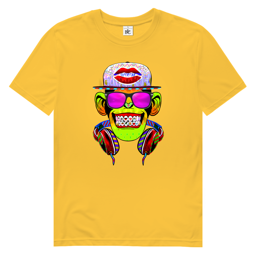 Herren Premium Bio T-Shirt Monkey Superstar with Sunglasses