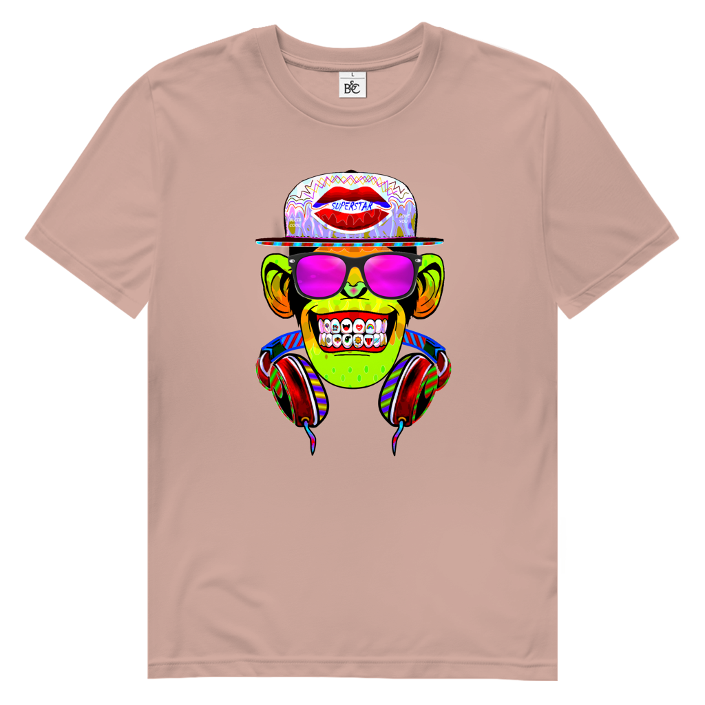 Herren Premium Bio T-Shirt Monkey Superstar with Sunglasses