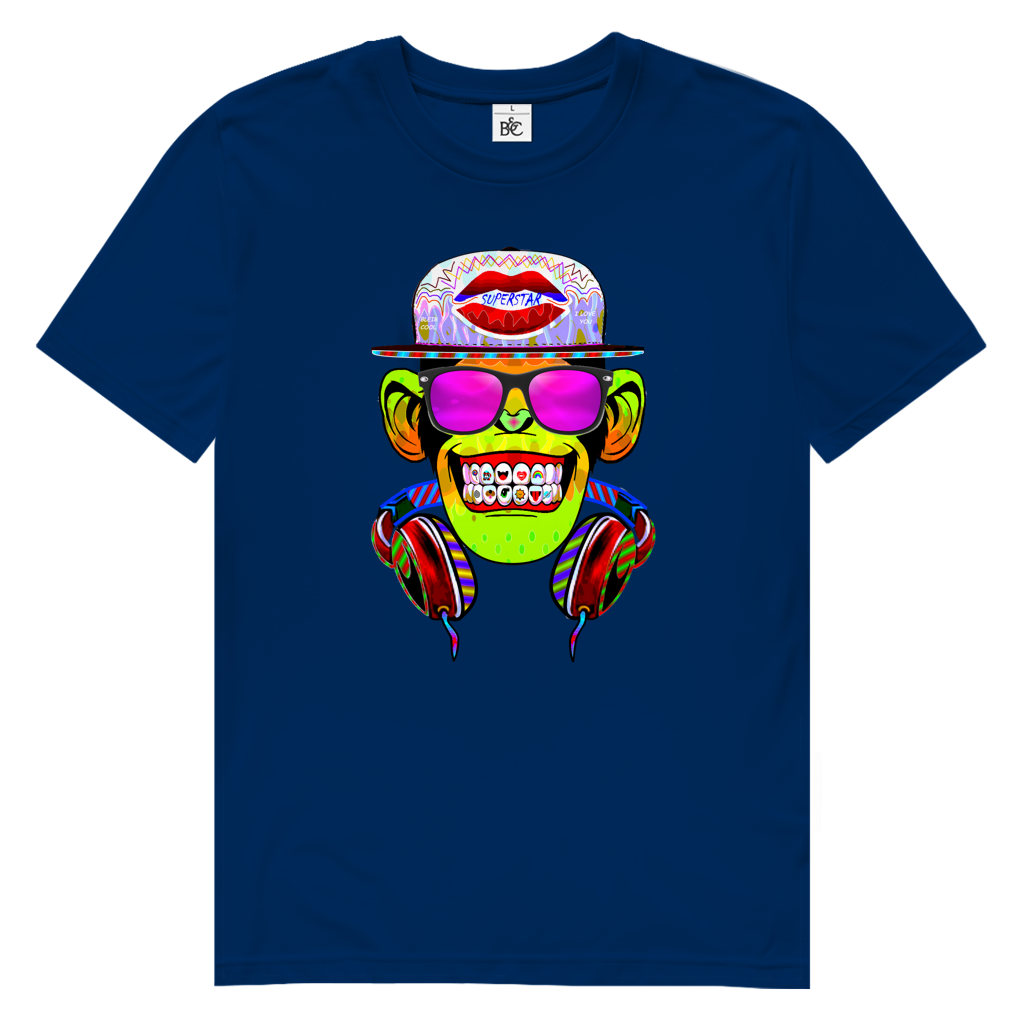 Herren Premium Bio T-Shirt Monkey Superstar with Sunglasses