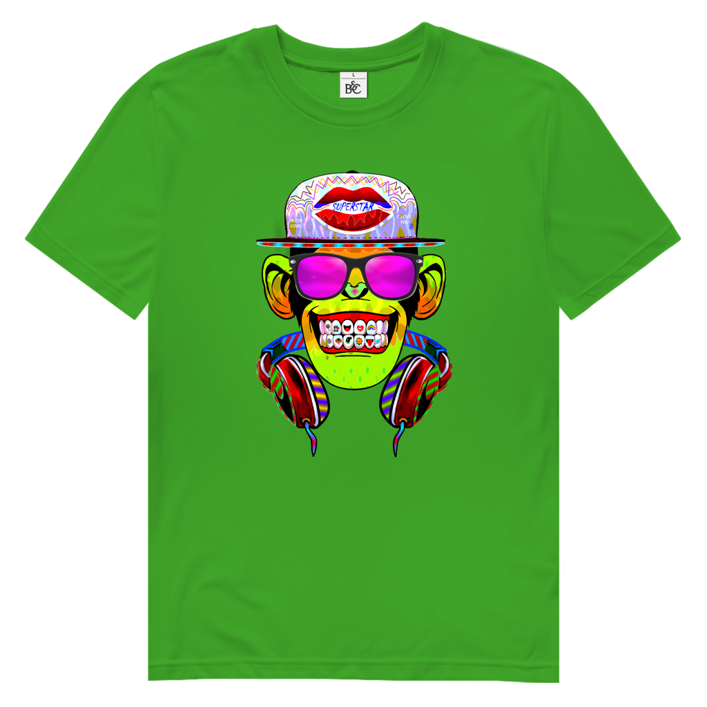 Herren Premium Bio T-Shirt Monkey Superstar with Sunglasses