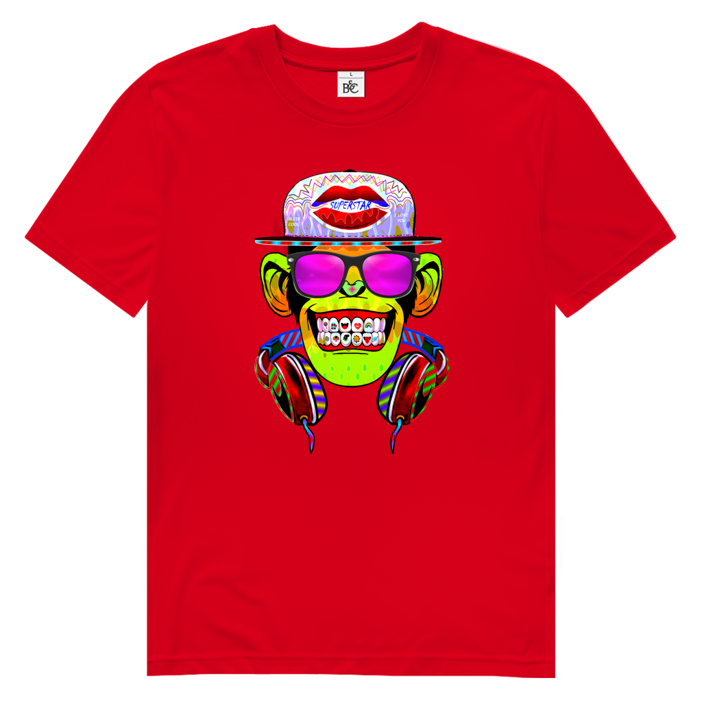 Herren Premium Bio T-Shirt Monkey Superstar with Sunglasses