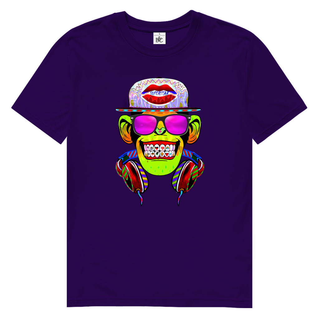Herren Premium Bio T-Shirt Monkey Superstar with Sunglasses