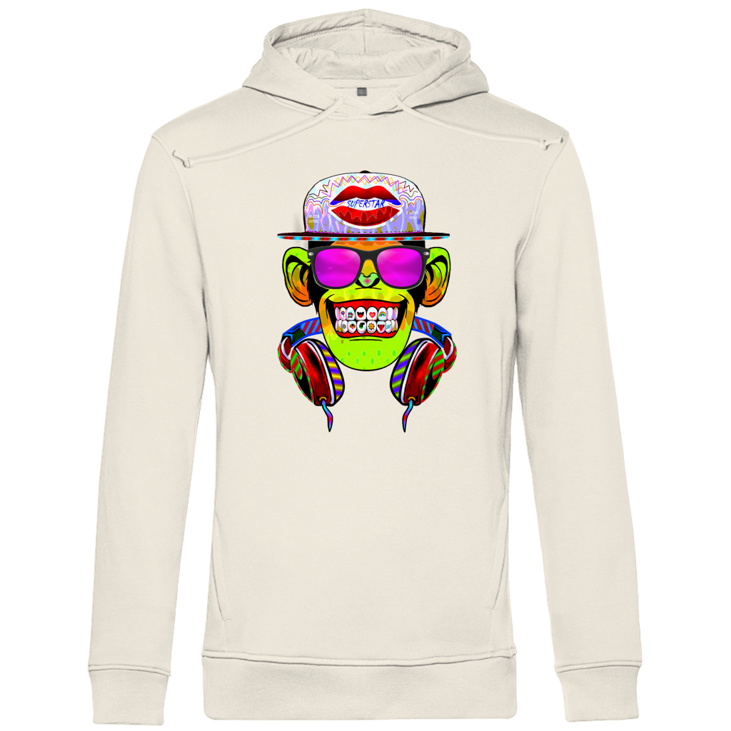 Herren Premium Bio Hoodie Monkey Superstar with Sunglasses