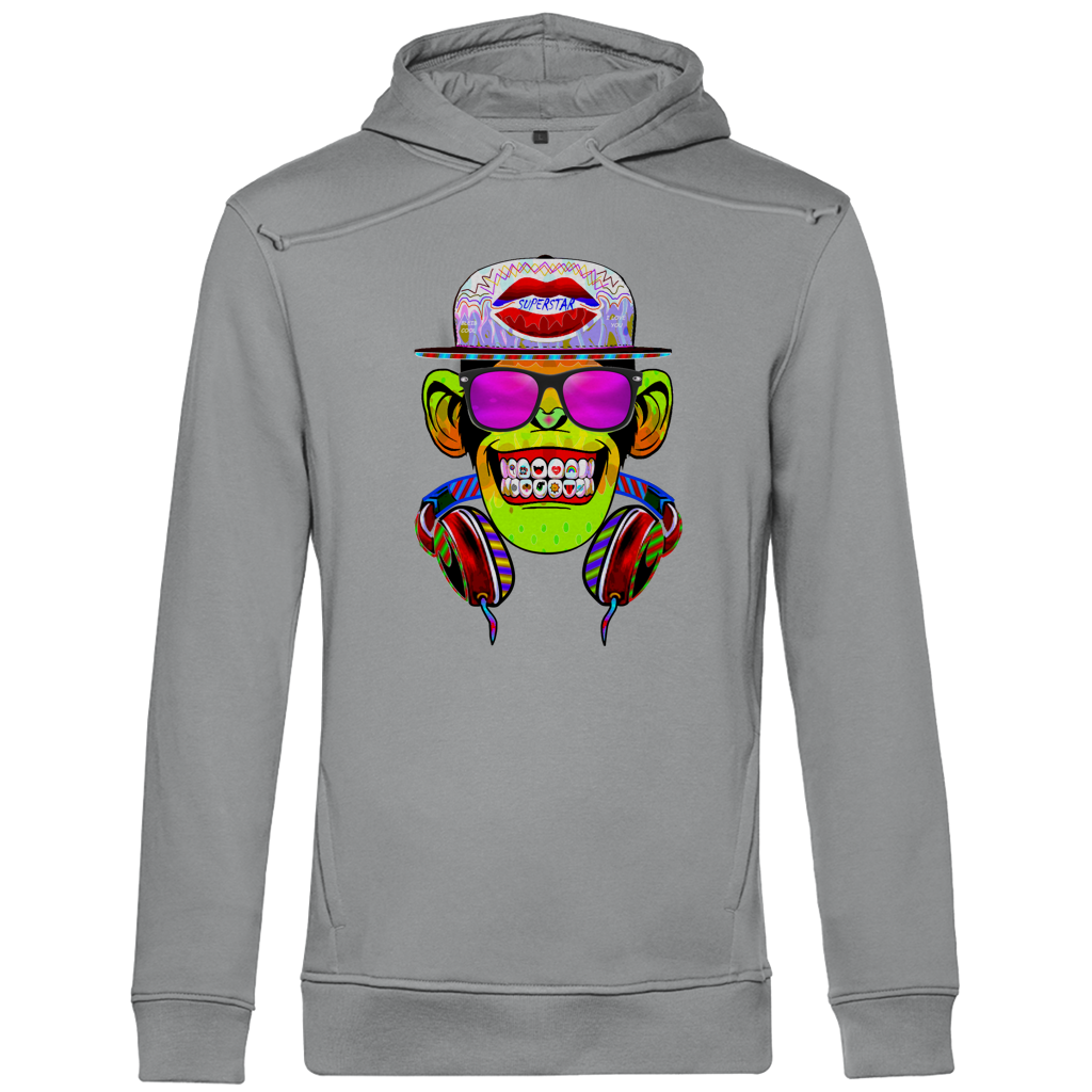 Herren Premium Bio Hoodie Monkey Superstar with Sunglasses