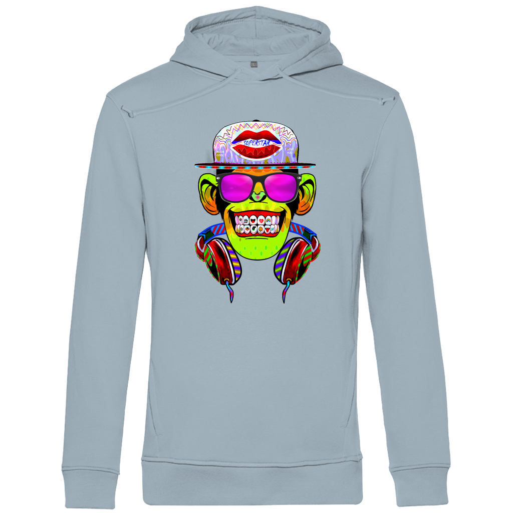 Herren Premium Bio Hoodie Monkey Superstar with Sunglasses