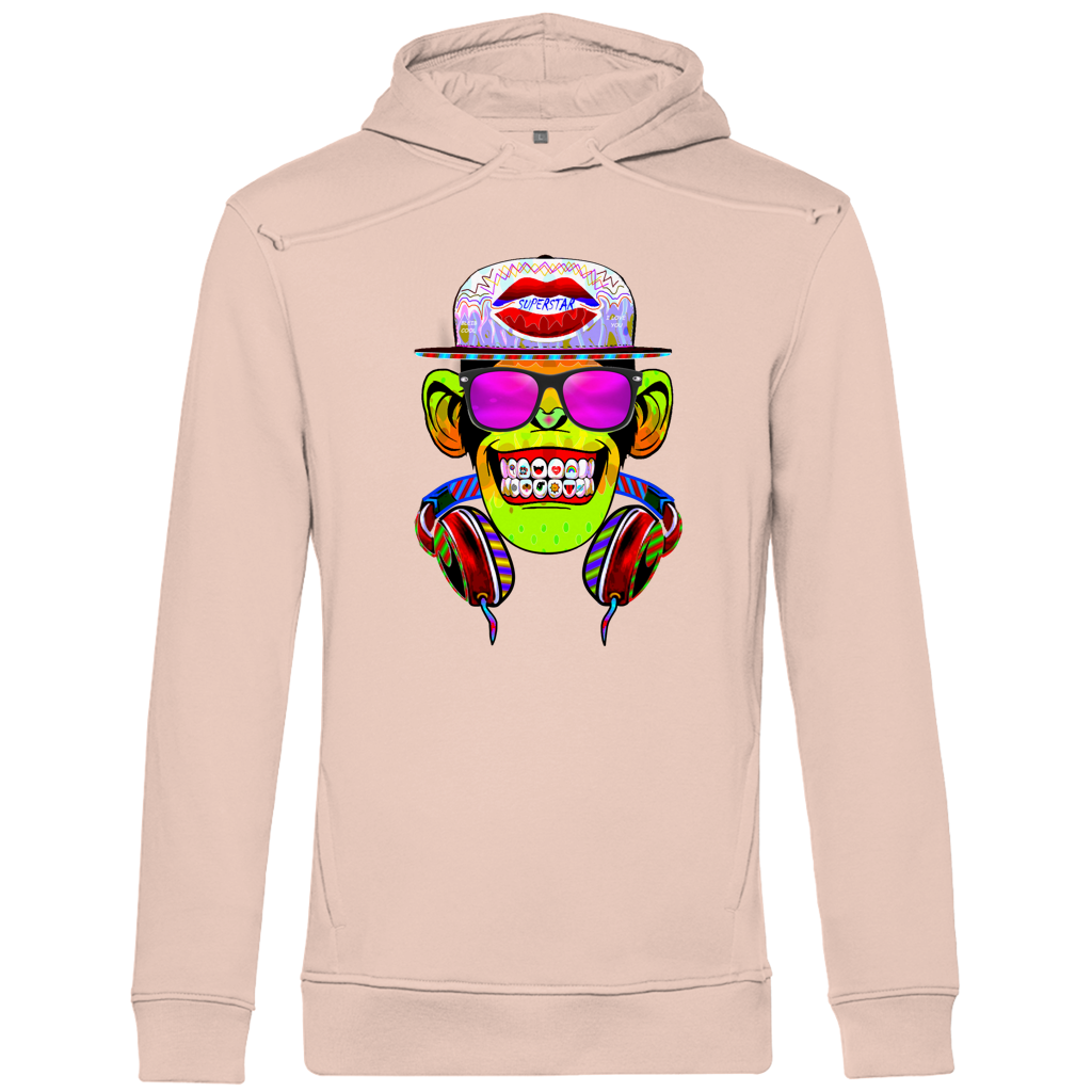 Herren Premium Bio Hoodie Monkey Superstar with Sunglasses
