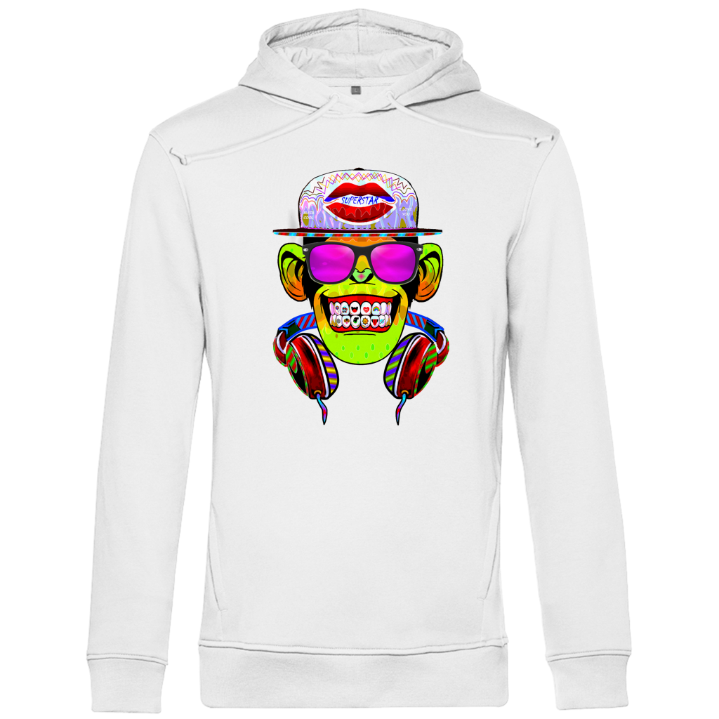 Herren Premium Bio Hoodie Monkey Superstar with Sunglasses