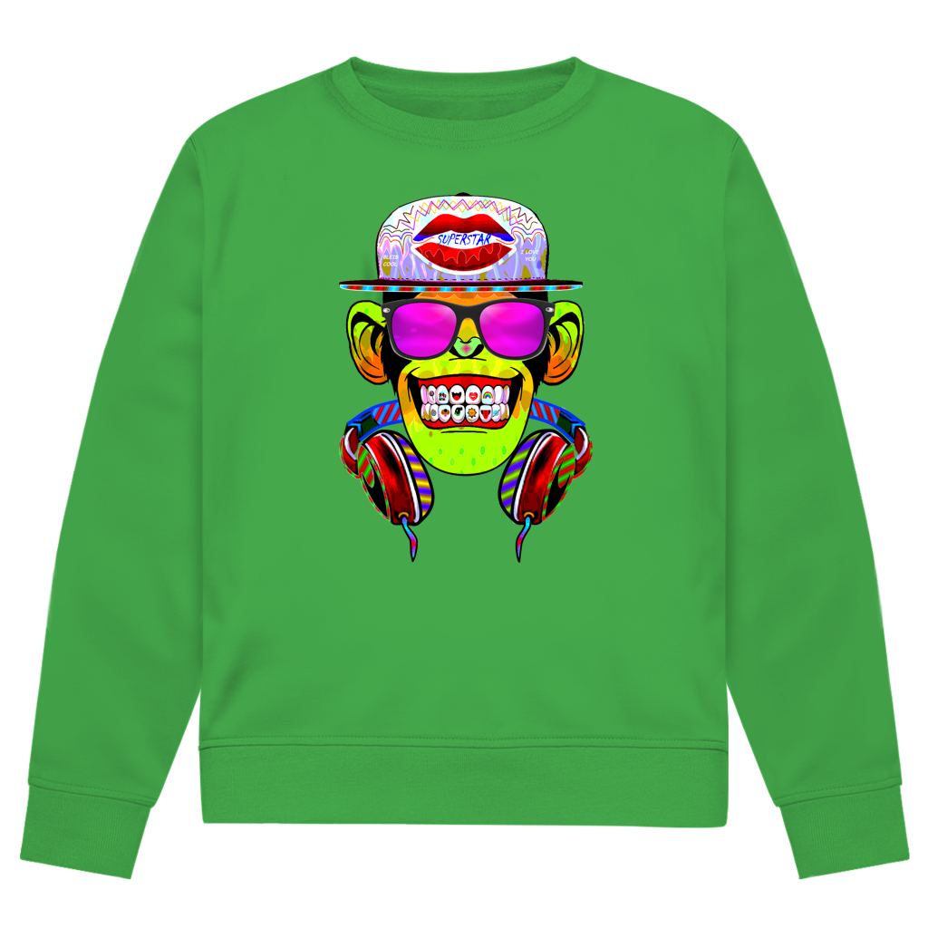 Herren Premium Bio Sweatshirt Monkey Superstar with Sunglasses