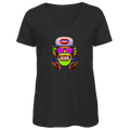 Damen Premium Bio V-Neck T-Shirt Monkey Superstar with Sunglasses