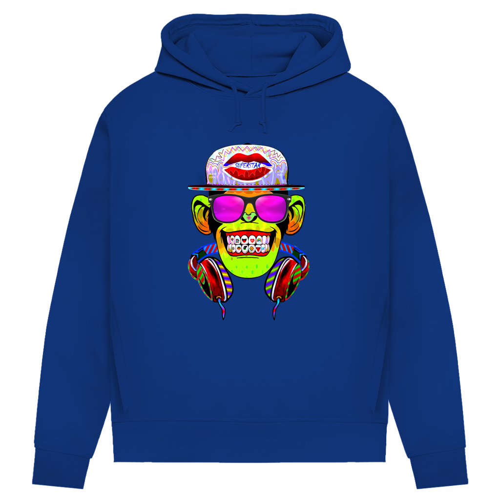 Damen Premium Bio Hoodie Monkey Superstar with Sunglasses