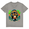 Herren Premium Bio V-Neck T-Shirt Monkey with Headset