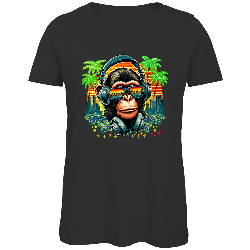 Damen Premium Bio T-Shirt Monkey with Headset
