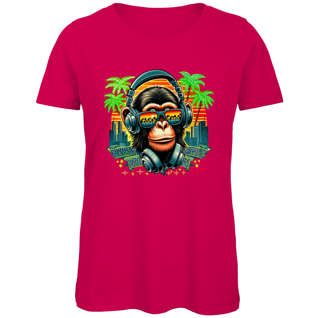 Damen Premium Bio T-Shirt Monkey with Headset