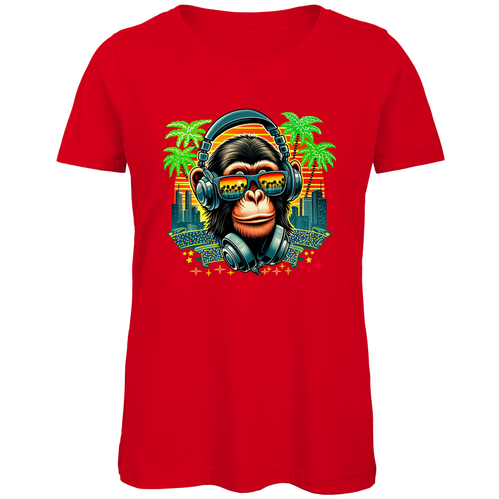 Damen Premium Bio T-Shirt Monkey with Headset