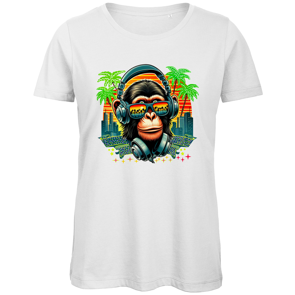 Damen Premium Bio T-Shirt Monkey with Headset