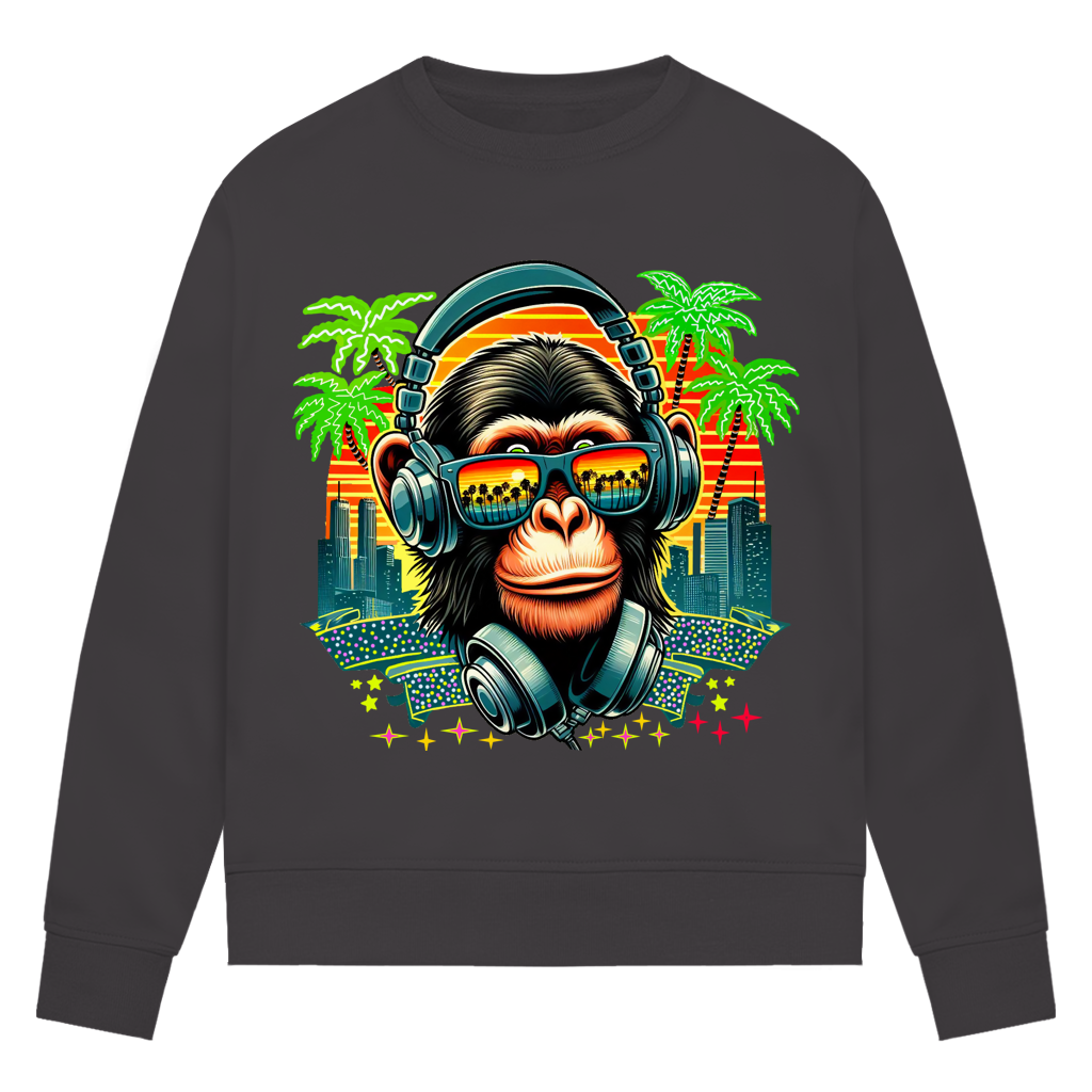 Damen Premium Bio Sweatshirt Monkey with Headset