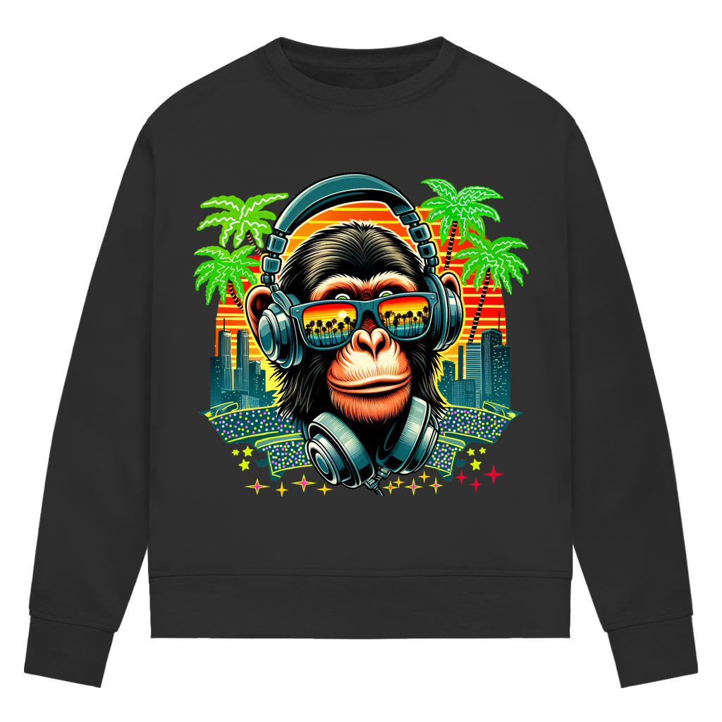 Damen Premium Bio Sweatshirt Monkey with Headset