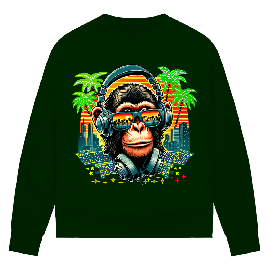 Damen Premium Bio Sweatshirt Monkey with Headset
