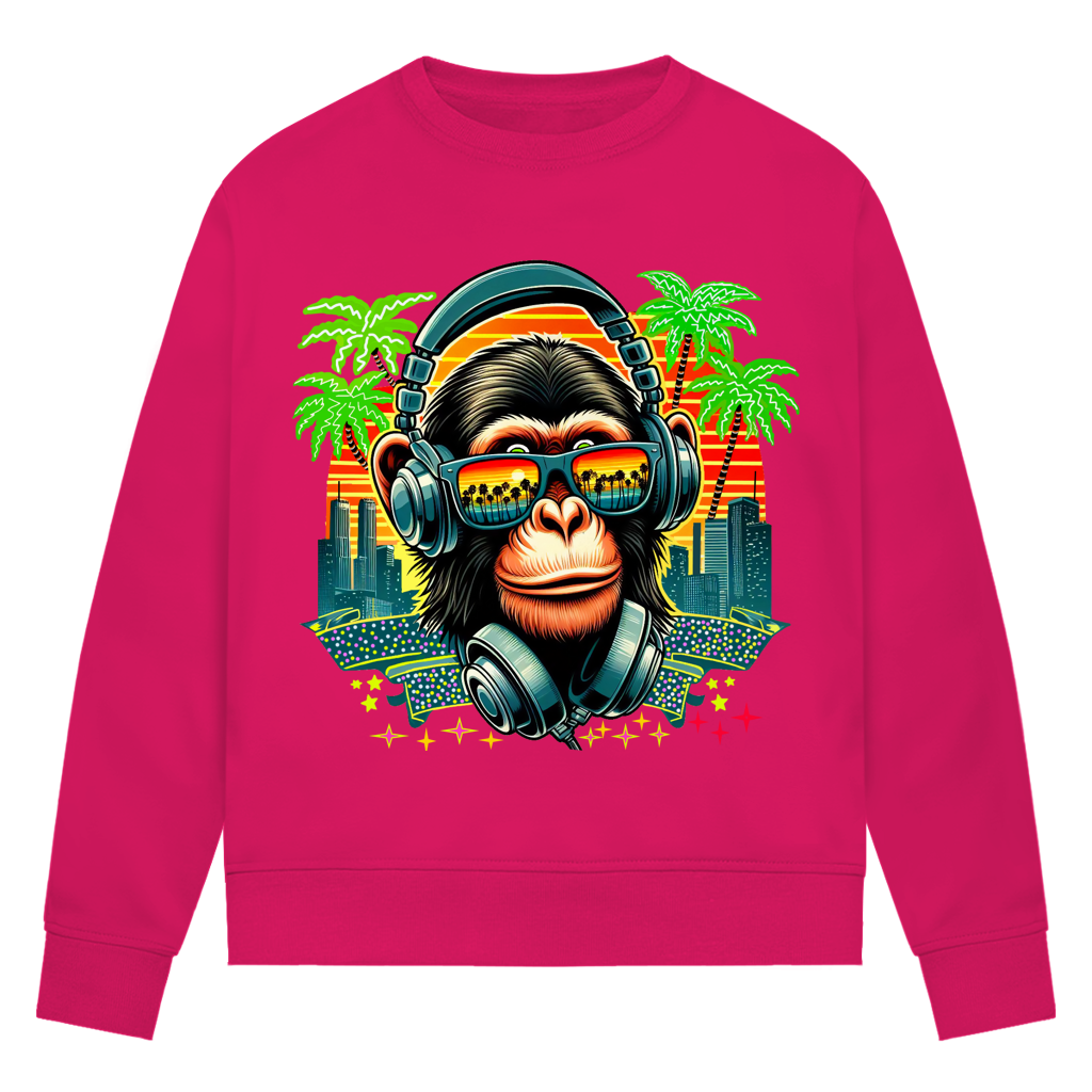 Damen Premium Bio Sweatshirt Monkey with Headset