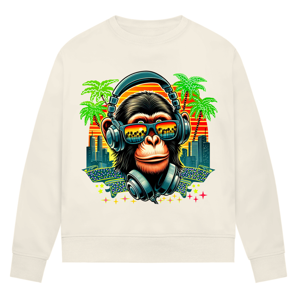 Damen Premium Bio Sweatshirt Monkey with Headset
