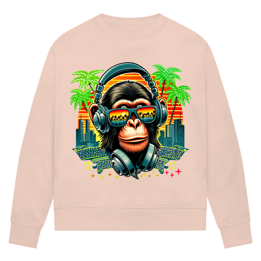 Damen Premium Bio Sweatshirt Monkey with Headset