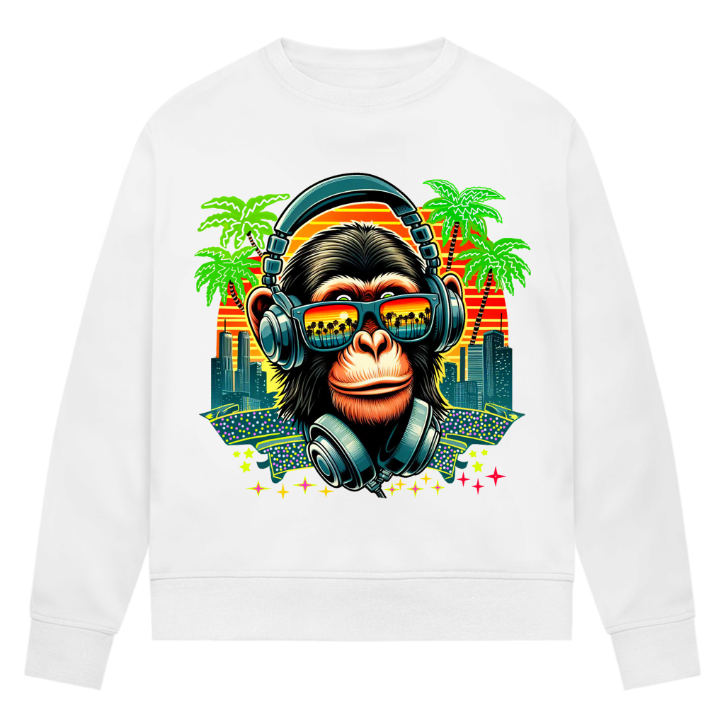 Damen Premium Bio Sweatshirt Monkey with Headset