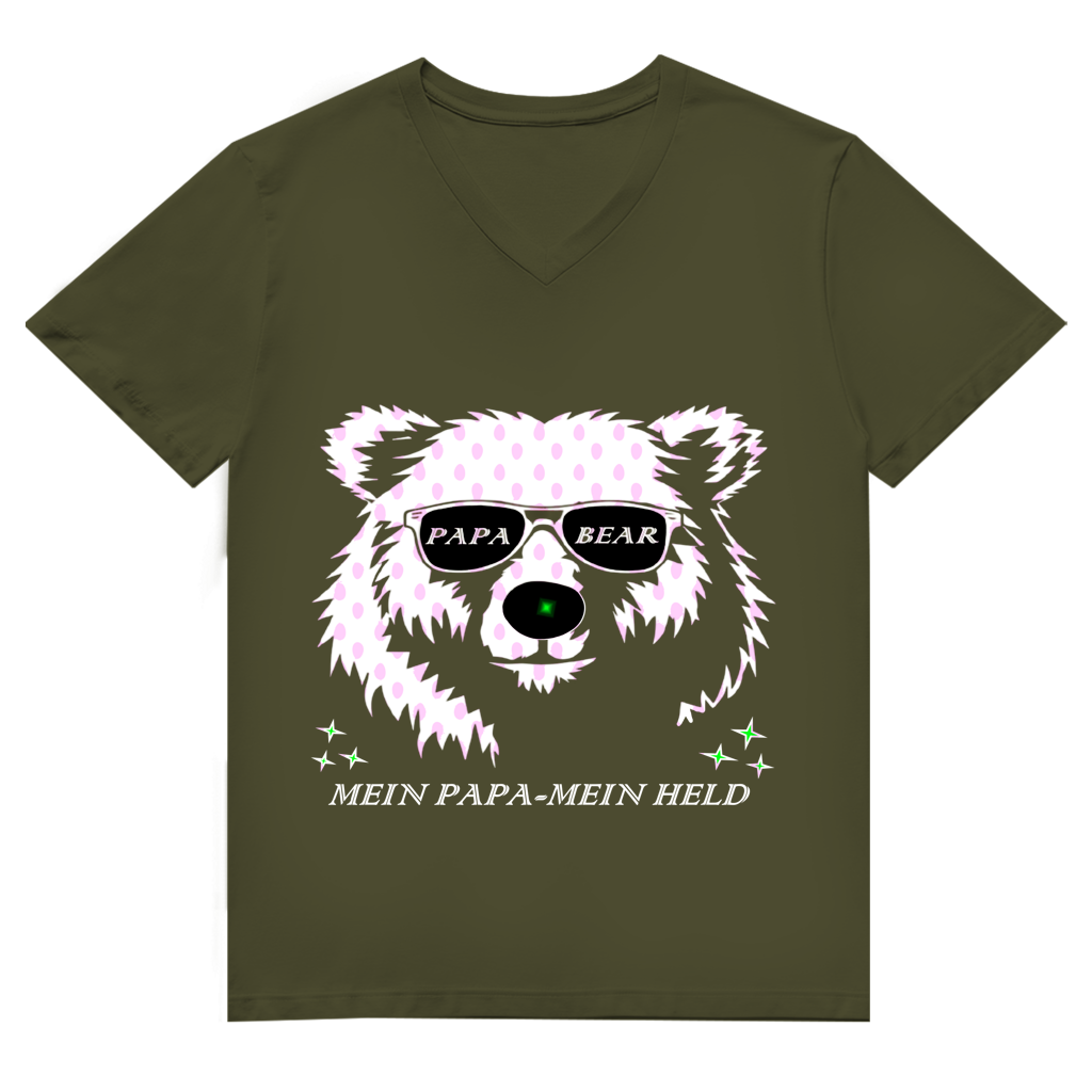 Herren Premium Bio V-Neck T-Shirt PAPA BEAR