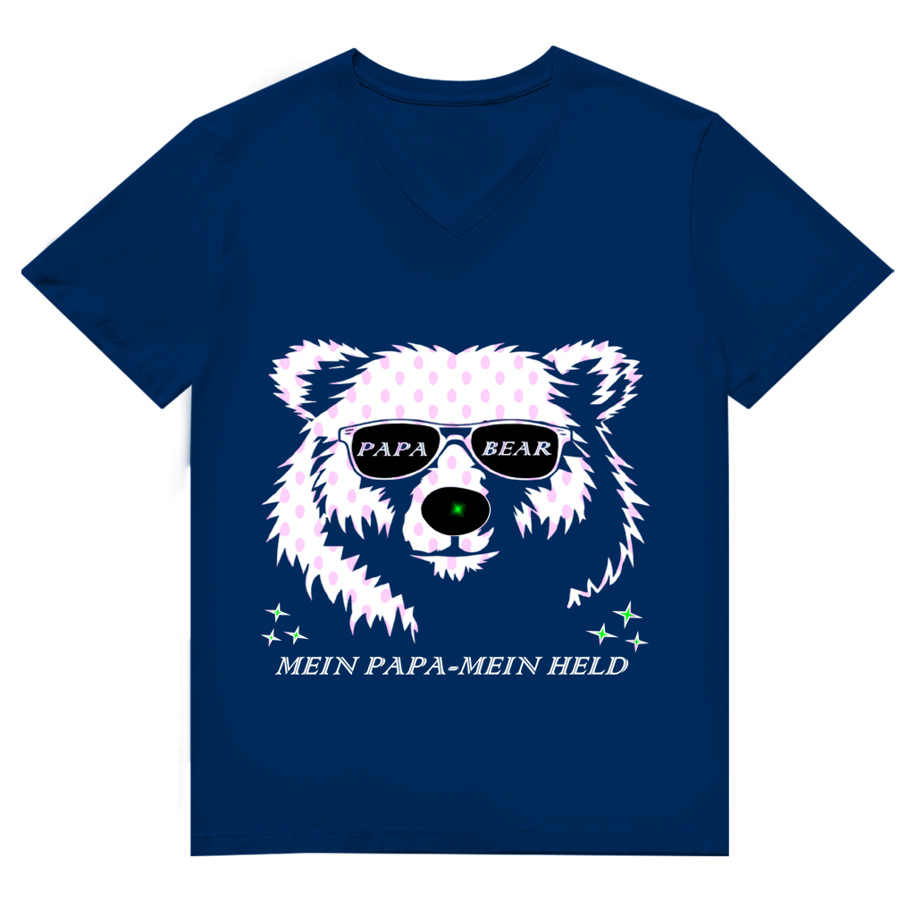 Herren Premium Bio V-Neck T-Shirt PAPA BEAR